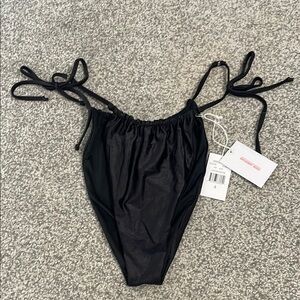 Good American Black Side Tie Bikini Bottom Size 5